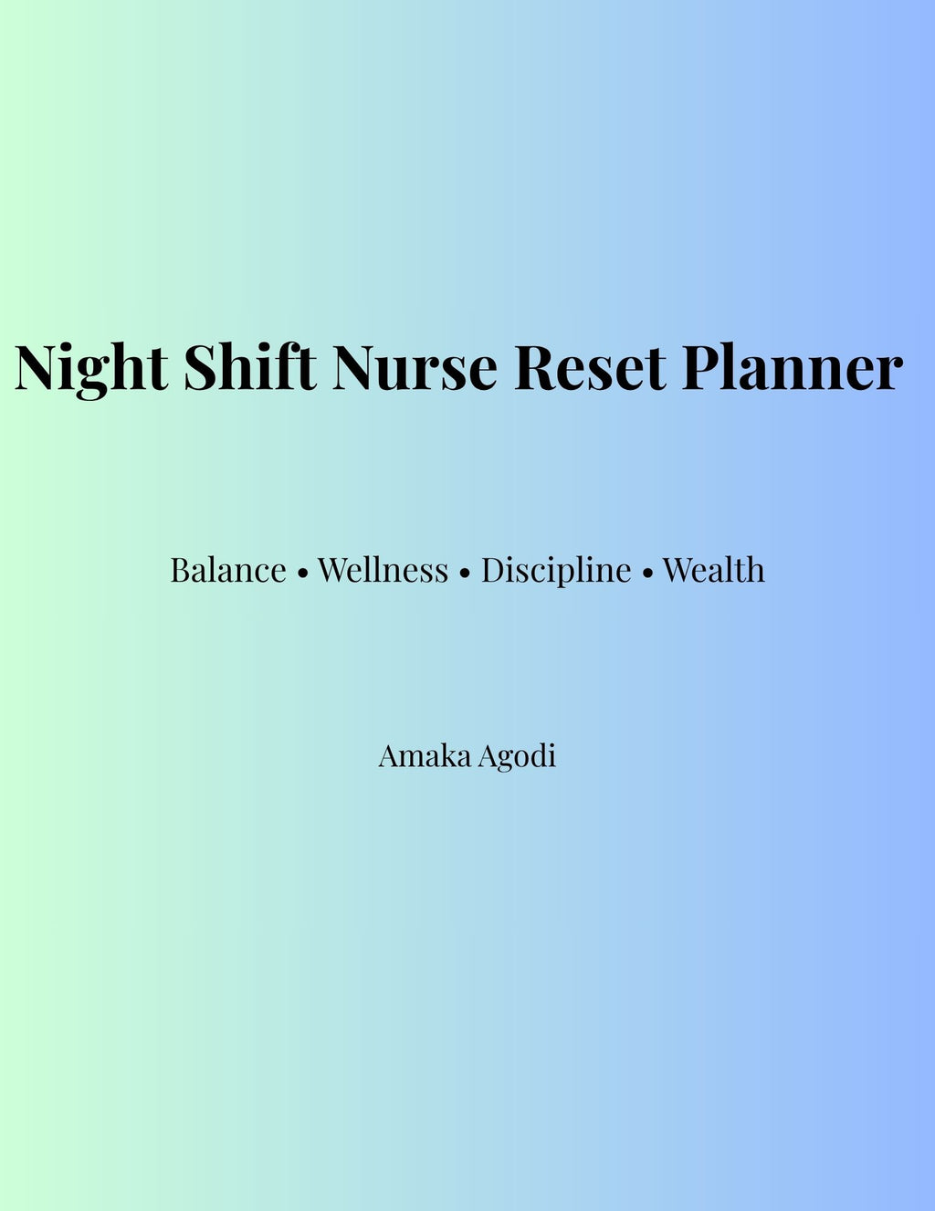Night Shift Nurse and Working Professional Reset Planner – Digital Download